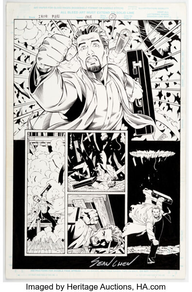 Original Comic Art:Story Page, Sean Chen and Eric Cannon Iron Man #1 Story Page 21 Original Art (Marvel, 1998)....