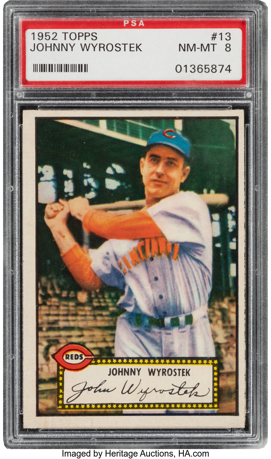 1952 Topps Johnny Wyrostek (Red Back) #13 PSA NM-MT 8