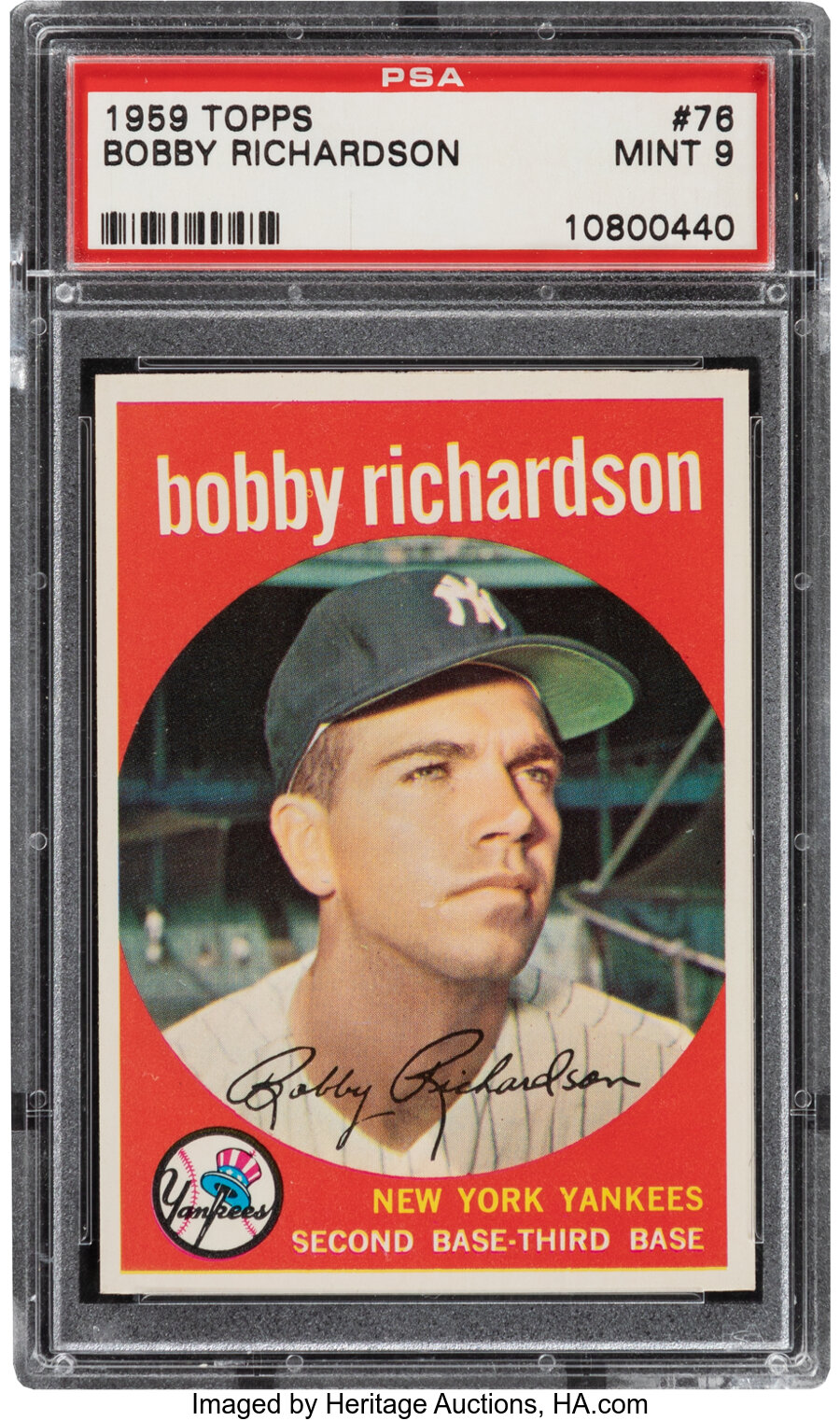 1959 Topps Bobby Richardson #76 PSA Mint 9 - Only One Higher