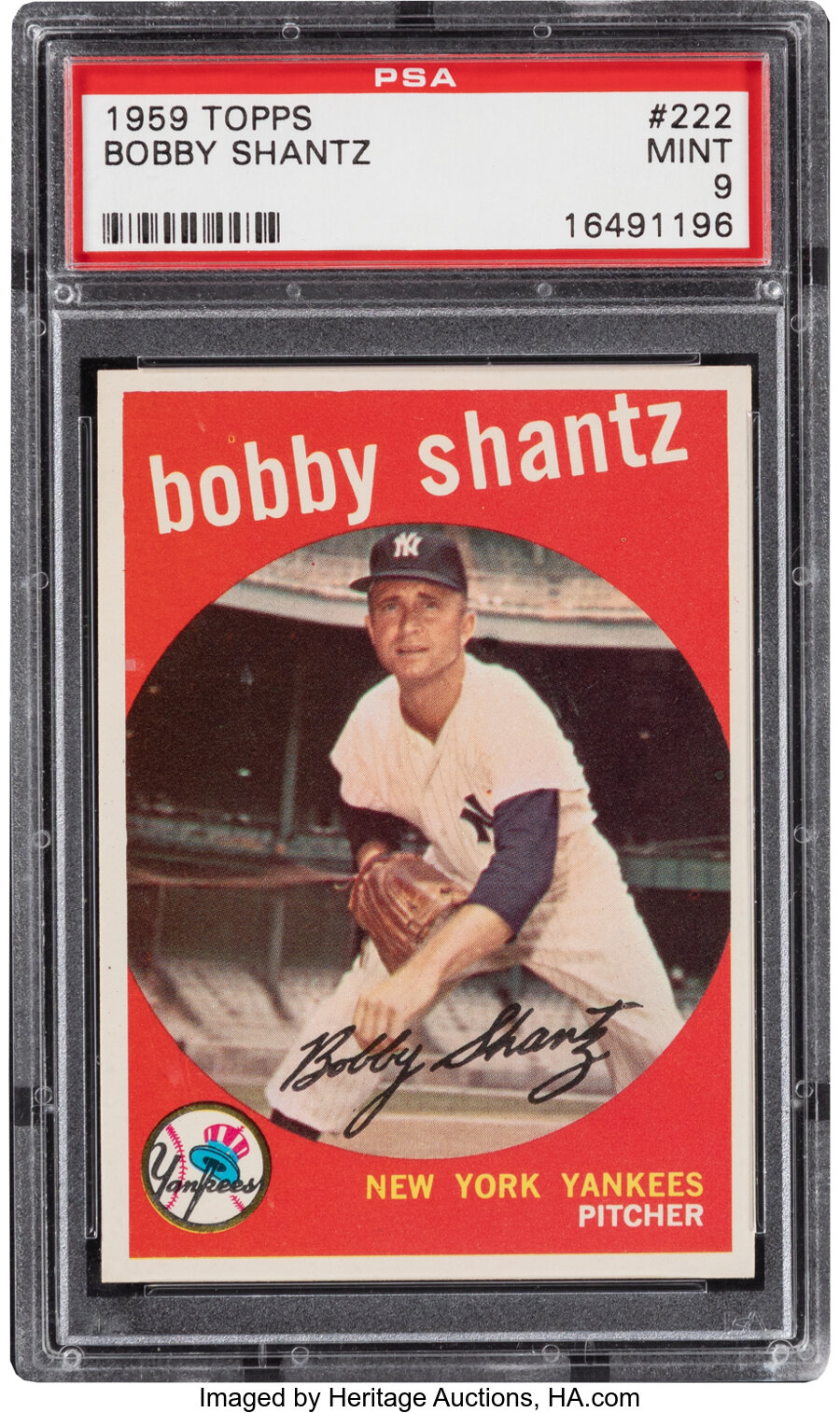 1959 Topps Bobby Shantz #222 PSA Mint 9 - Pop Two, None Higher!