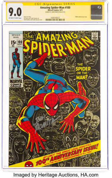 Bronze Age (1970-1979):Superhero, The Amazing Spider-Man #100 Signature Series: John Romita (Marvel, 1971) CGC VF/NM 9.0 Off-white to white pages....