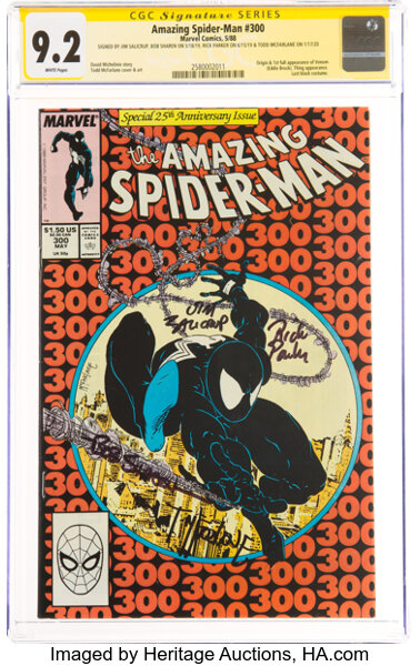 Modern Age (1980-Present):Superhero, The Amazing Spider-Man #300 Signature Series: Todd McFarlane and others (Marvel, 1988) CGC NM- 9.2 White pages....