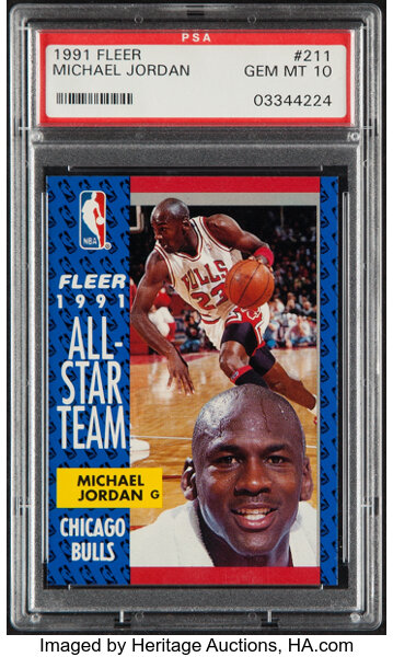 1991 Fleer Michael Jordan 211 Psa Gem Mint 10 Basketball Cards Lot 43149 Heritage Auctions