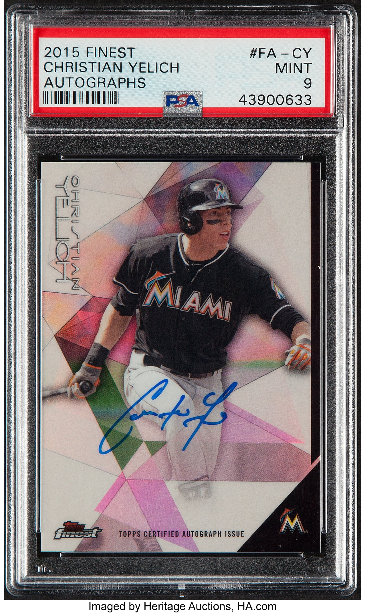 CHRISTIAN YELICH MIAMI MARLINS SIGNED TOPPS OD BASEBALL CARD MILWAUKEE  BREWERS