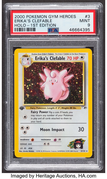 Pokémon Erika's Clefable #3 First Edition Gym Heroes Set Trading