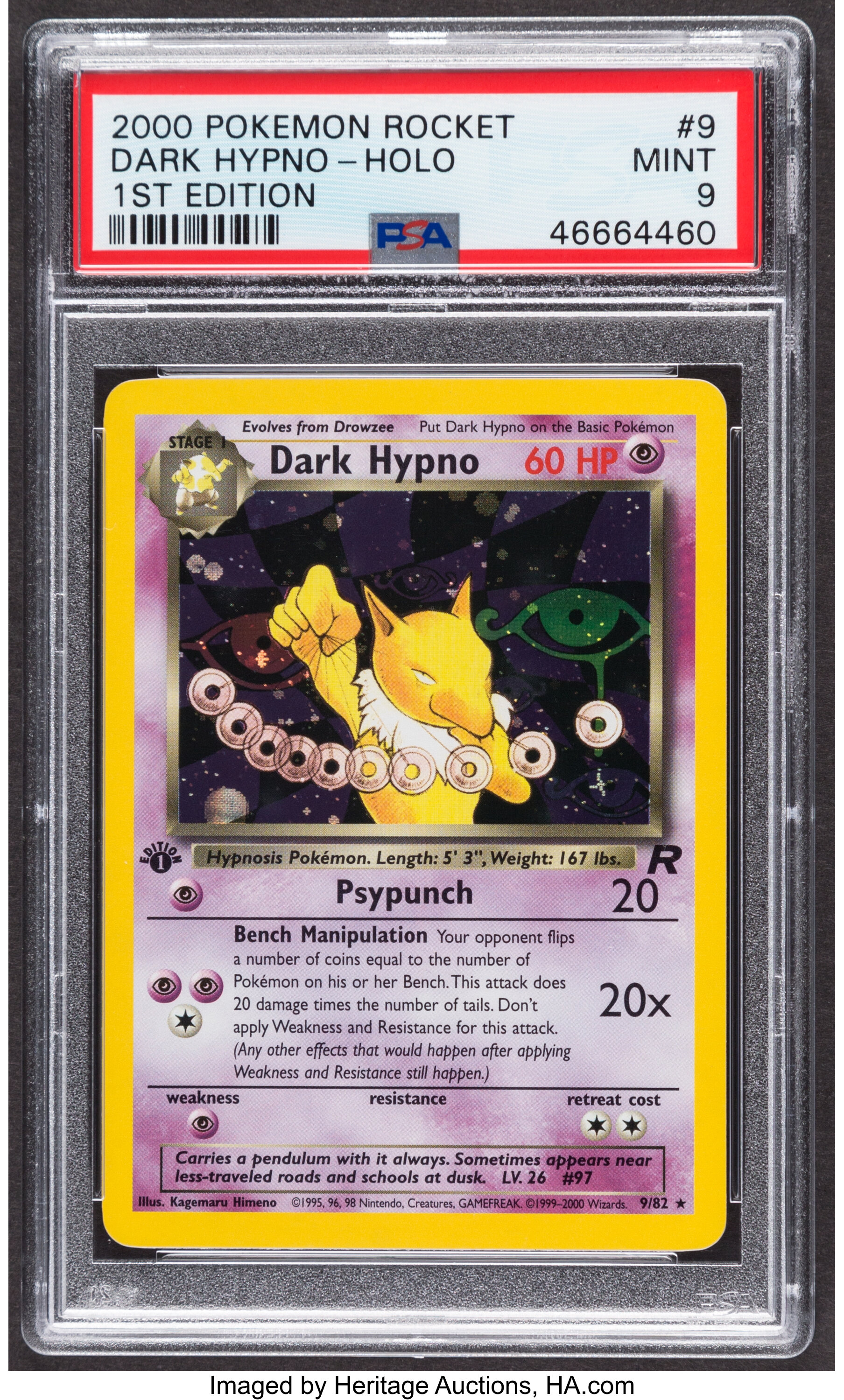 Pokémon Dark Hypno #9 First Edition Team Rocket Set Trading Card