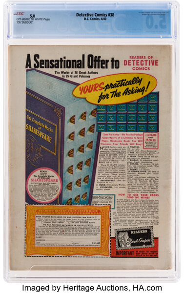 Golden Age (1938-1955):Superhero, Detective Comics #38 (DC, 1940) CGC VG/FN 5.0 Off-white to white pages....