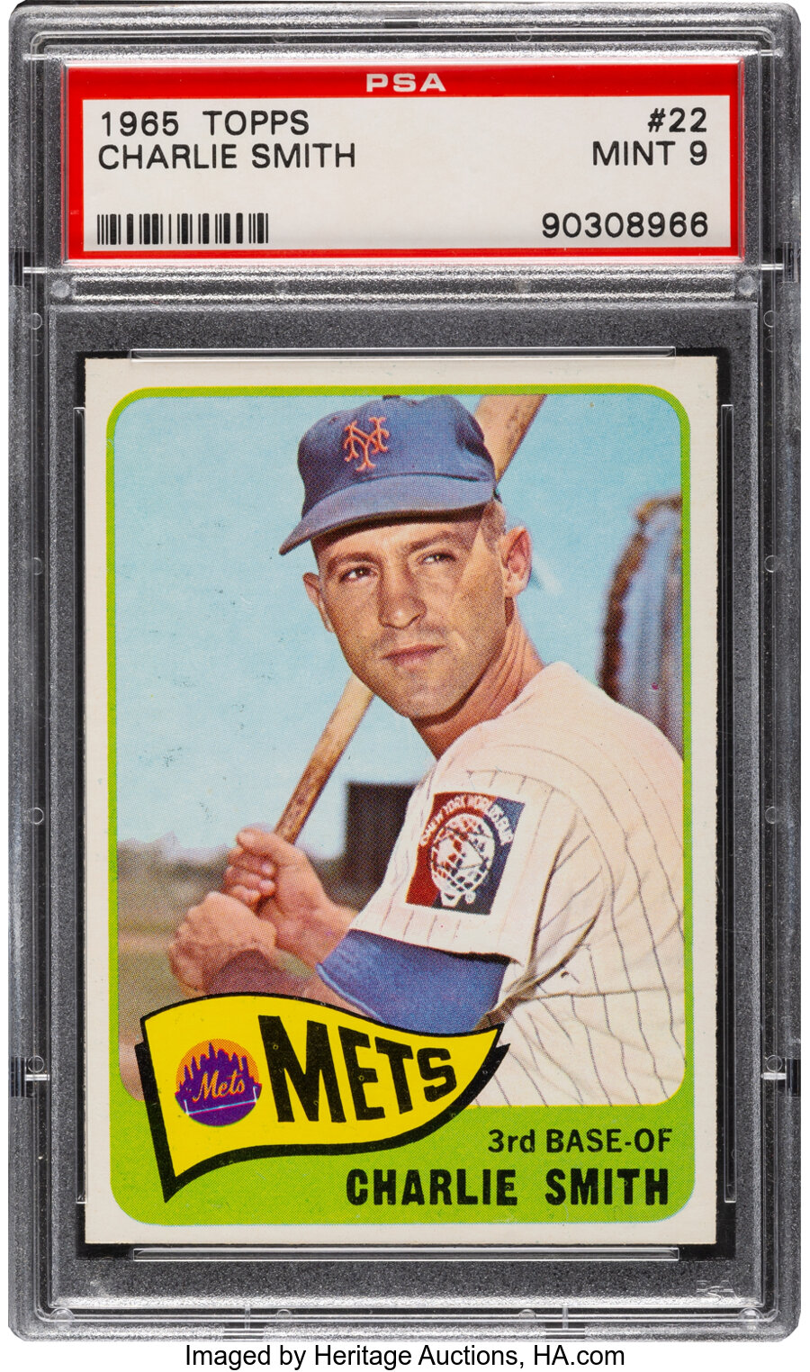 1965 Topps Charlie Smith #22 PSA Mint 9 - Only One Higher!