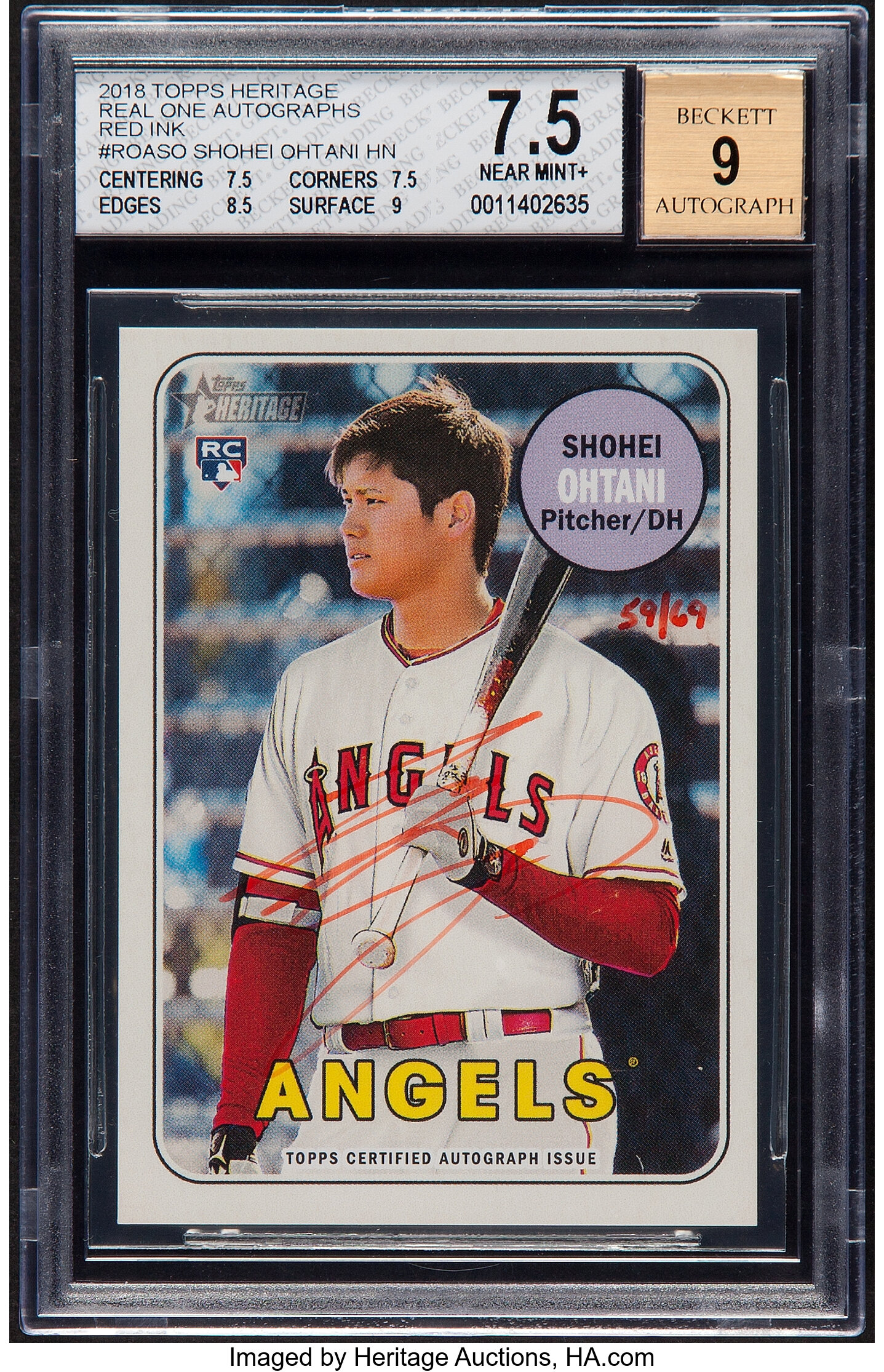 2018 Topps Heritage Shohei Ohtani (Real One Autograph-Red Ink