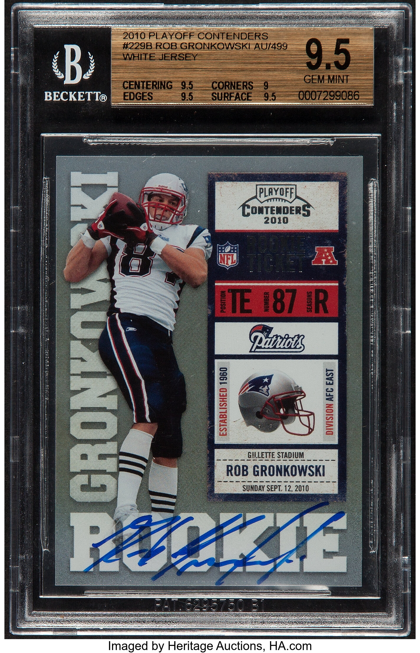 2010 Playoff Contenders Rob Gronkowski (Autograph) #229 BGS Gem, Lot  #59396