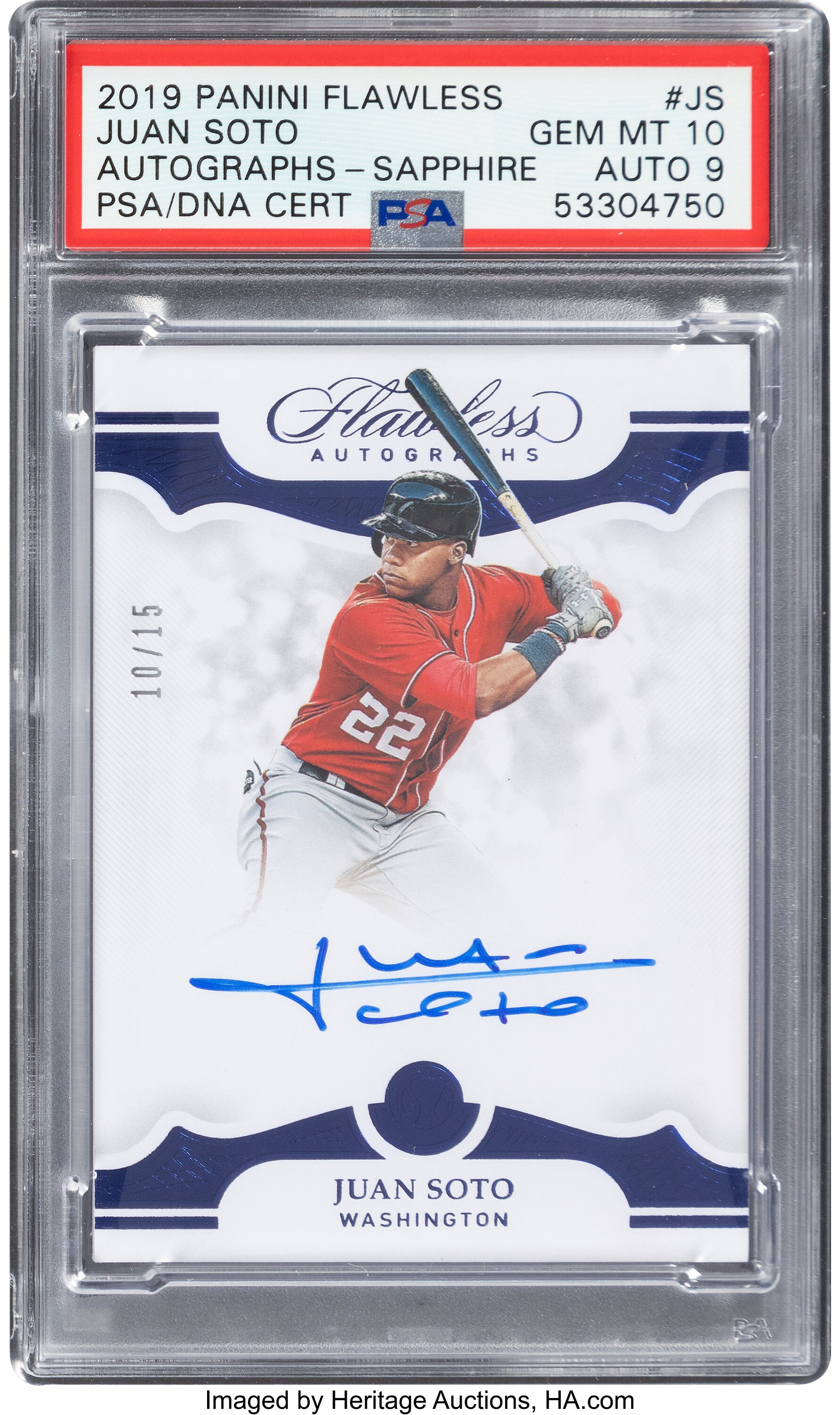 Juan Soto Autographed 2021 Bowman Card Nationals Gem 10 Auto