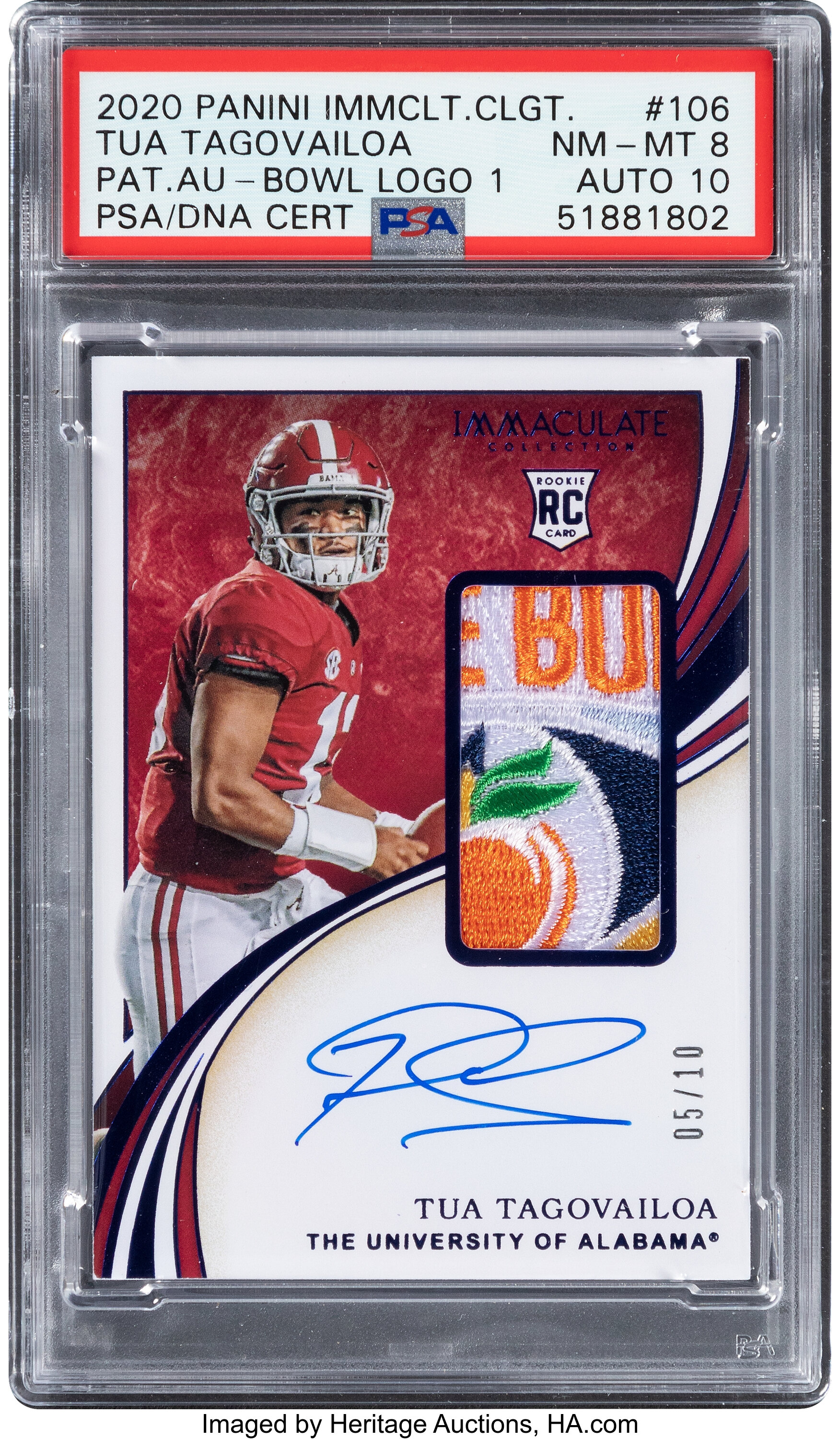 Tua Tagovailoa 2020 Panini Score Black Rookie Card (RC) #369- PSA Graded 8  NM-MT (Alabama Crimson Tide)