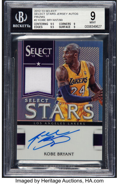 Kobe Bryant 2012 2013 Hoops Courtside Basketball Series Mint Insert Card  #15 Showing This Los Angeles Lakers Star in His Gold Jersey