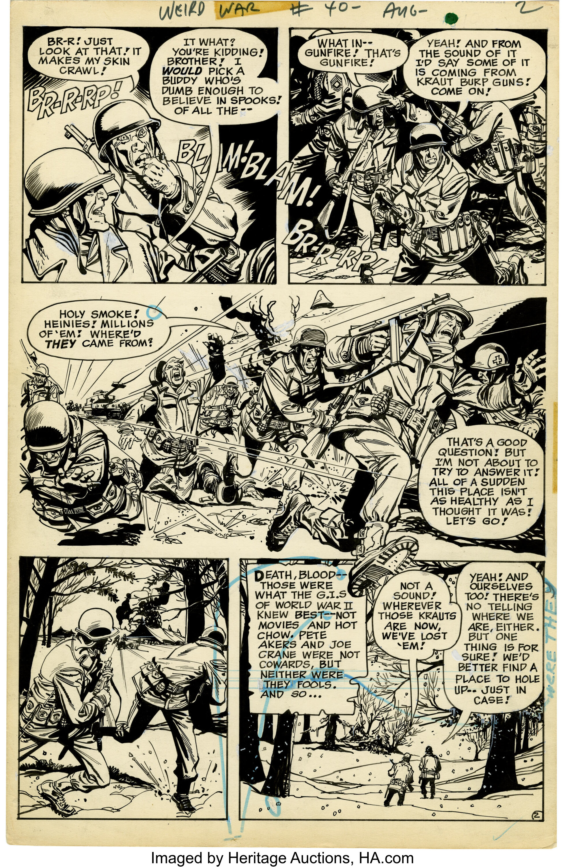 Fred Carrillo - Weird War #40, page 2 Original Art (DC, 1975).... | Lot ...