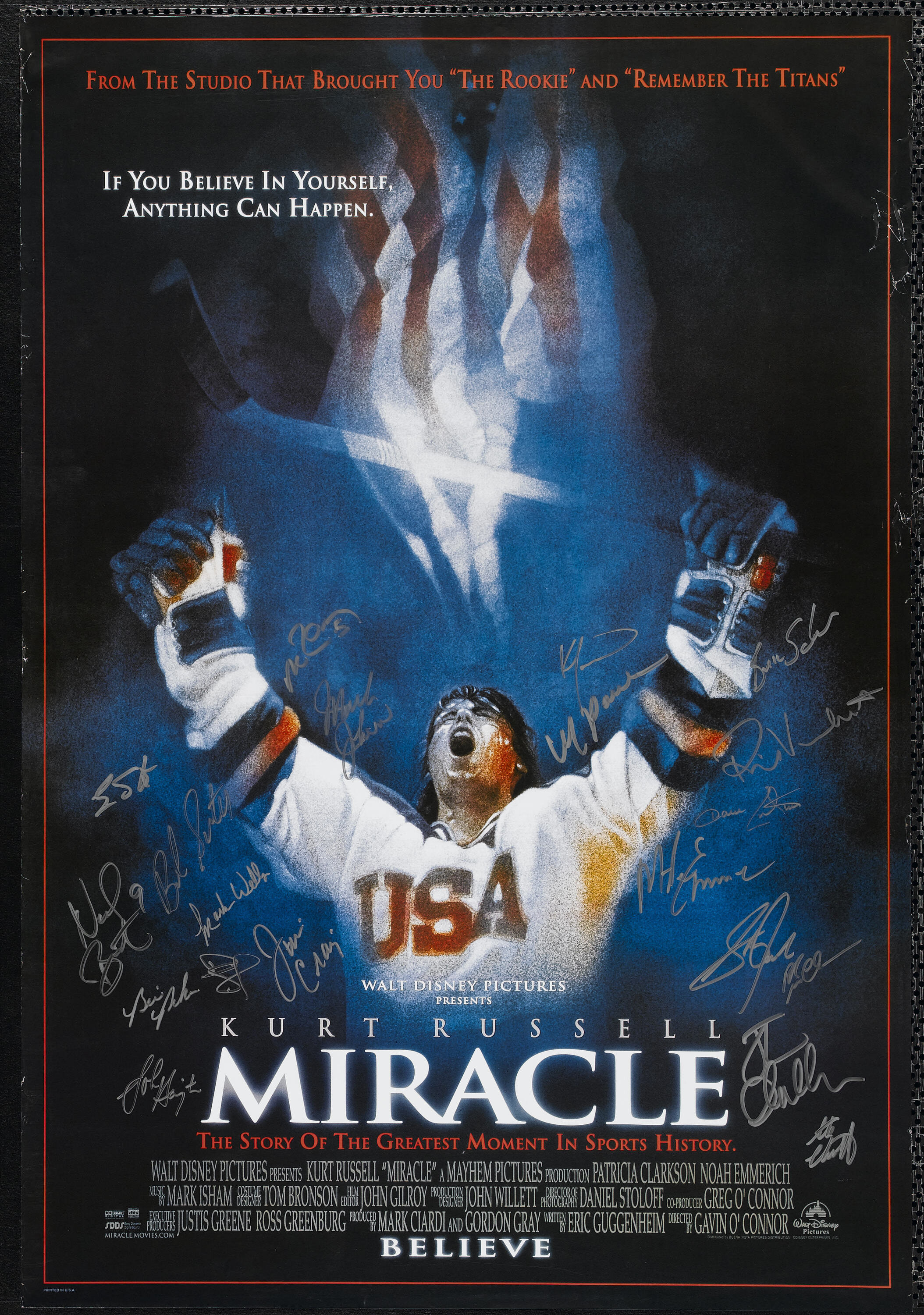 Miracle Movie Poster Signed By The 1980 Team Usa Hockey Squad Lot 44110 Heritage Auctions