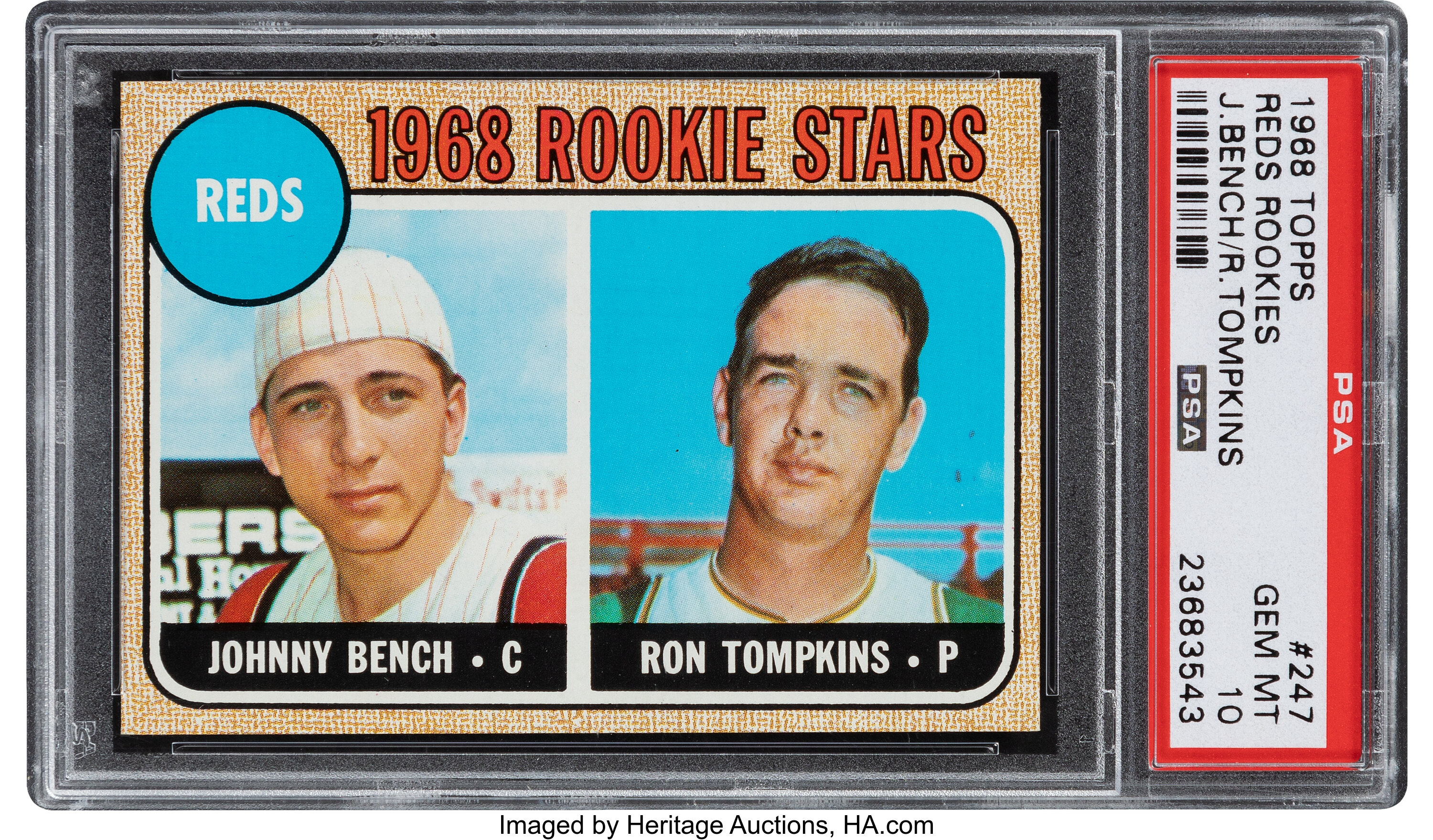 Johnny Bench Autographed 1968 Topps Signed Baseball Rookie Card #247 A