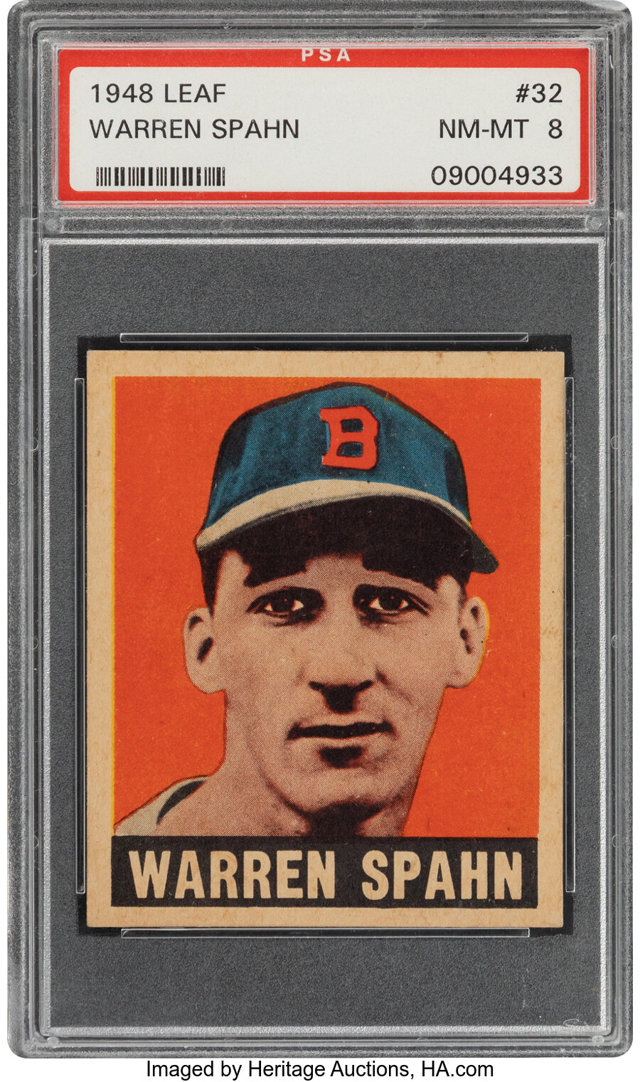 1948-49 Leaf Warren Spahn #32 PSA NM-MT 8