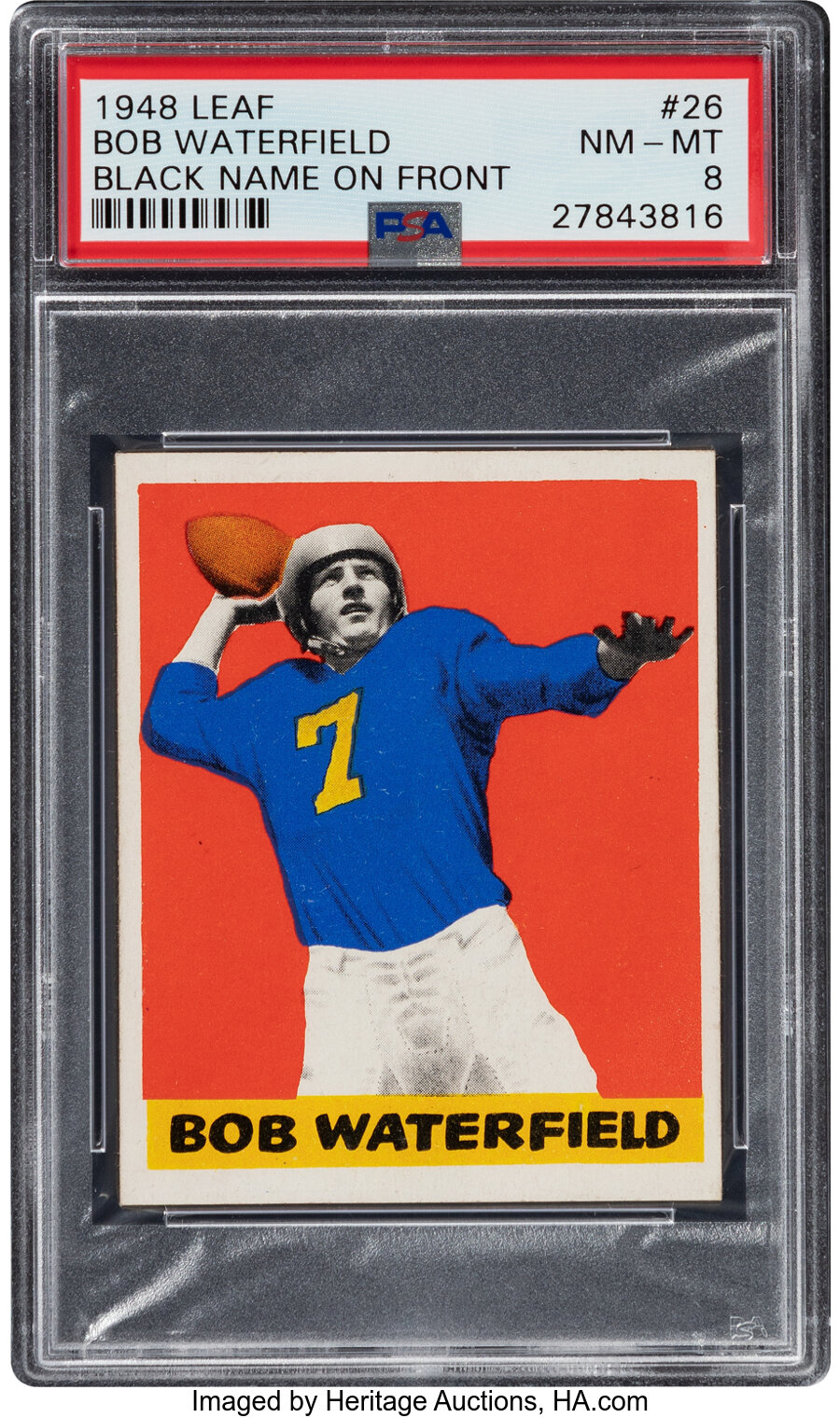 1948 Leaf Bob Waterfield (Black Name On Front) #26 PSA NM-MT 8