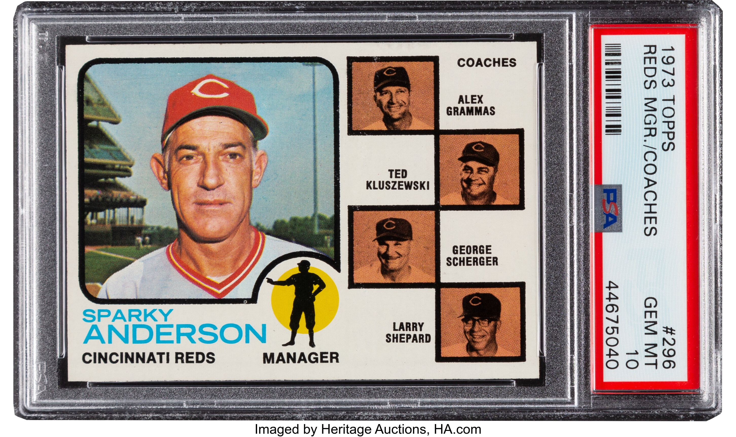 1973 Topps Sparky Anderson 296 Psa Gem Mint 10 Pop Four Lot Heritage Auctions