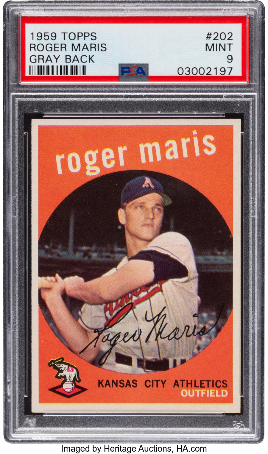 1959 Topps Roger Maris (Gray Back) #202 PSA Mint 9 - Pop Seven, None Higher!