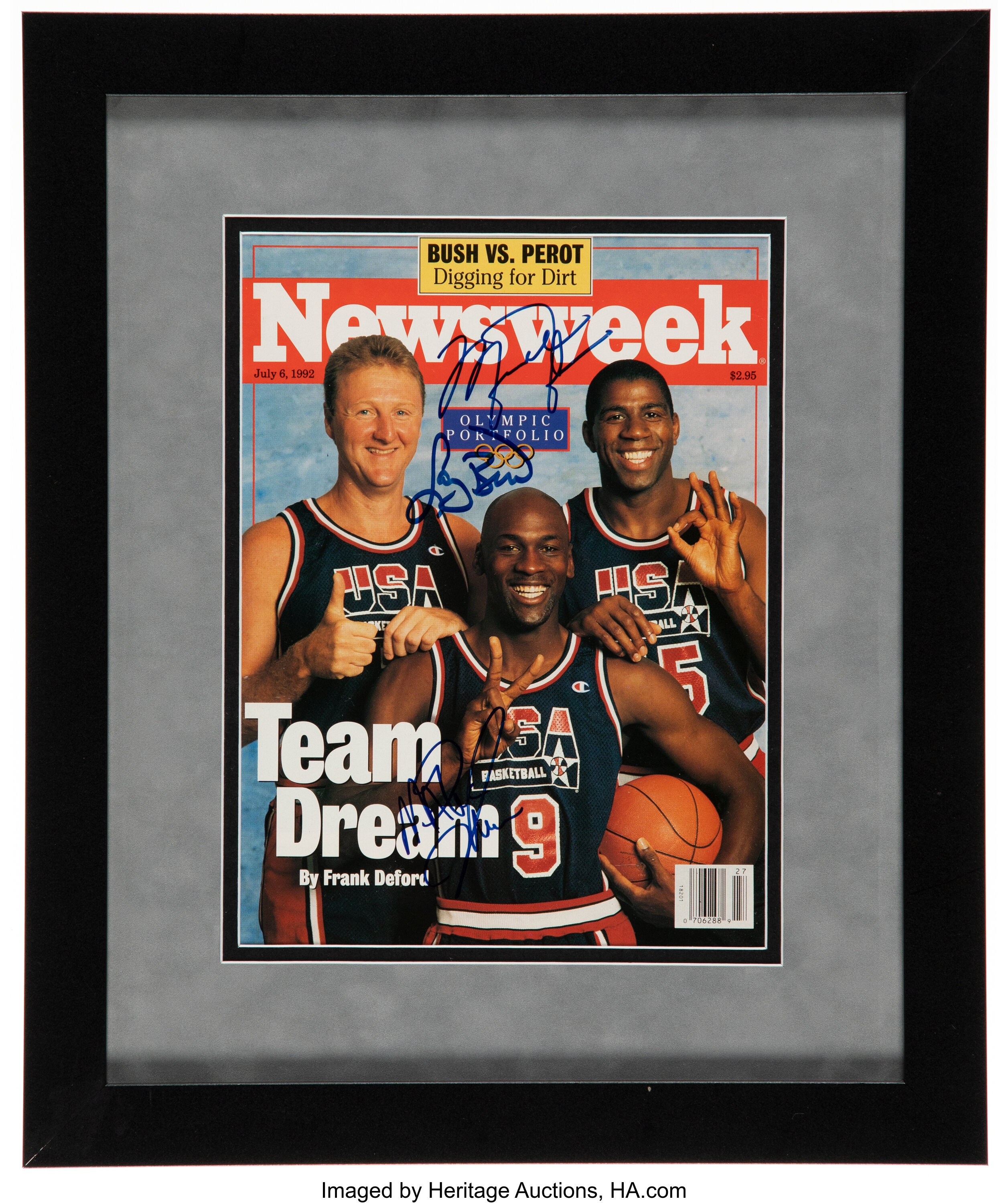 Dream Team Larry Bird, Michael Jordan & Magic Johnson Professionally  Framed 11x14 Replica Ticket Display