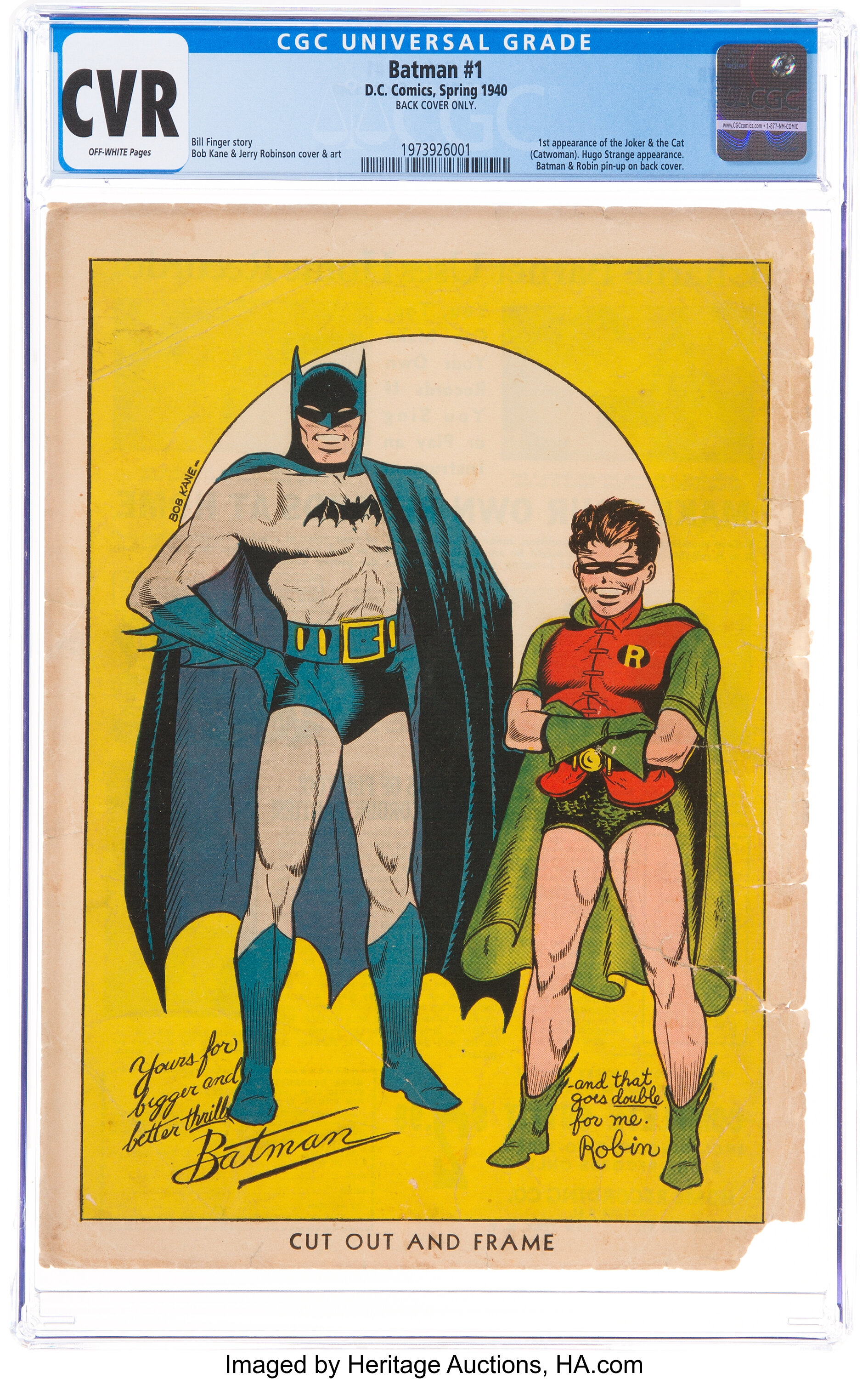 Batman #1 Back Cover Only (DC, 1940).... Golden Age (1938-1955) | Lot  #13127 | Heritage Auctions