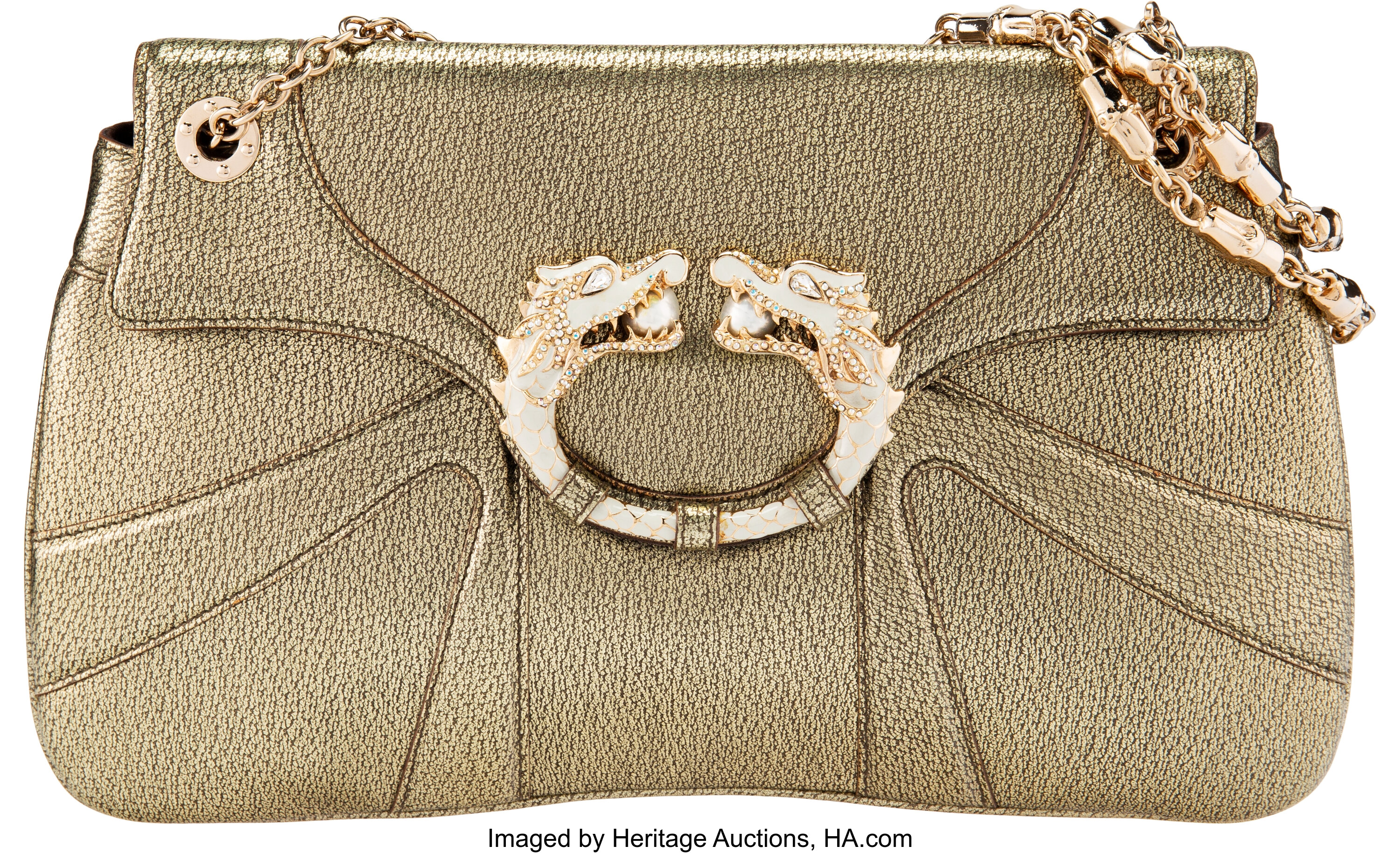 Tom Ford for Gucci Limited Edition F/W 2004 Gold Python Crystal Dragon  Clutch at 1stDibs