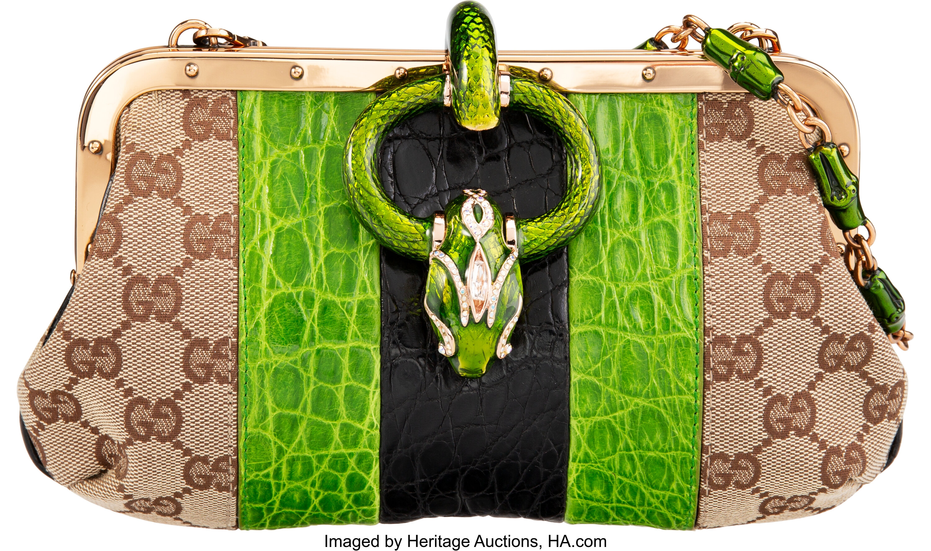 Gucci Chartreuse Crocodile Horsebit Clutch Bag By Tom Ford