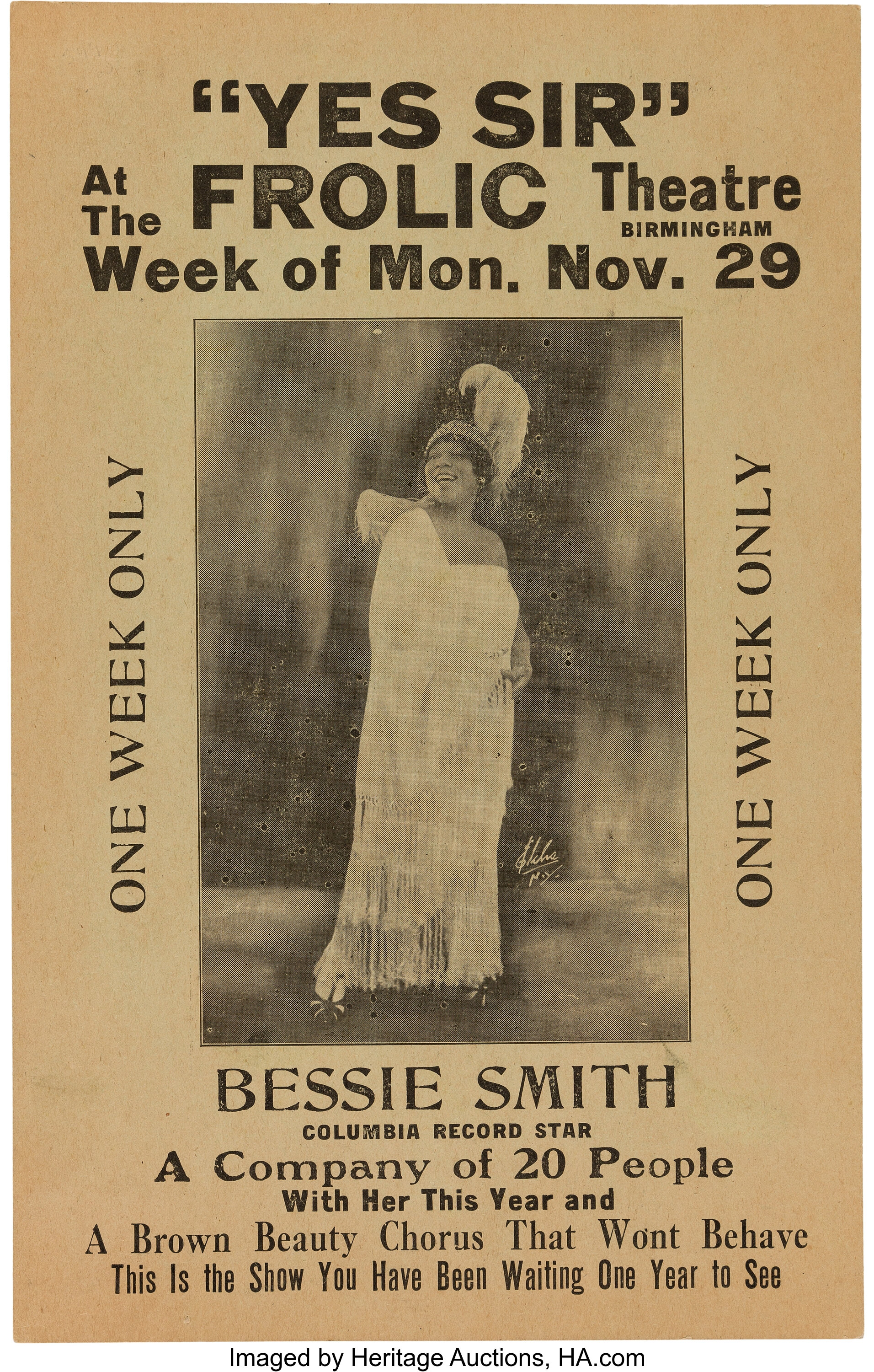 scarp køre kort Bessie Smith 1926 Birmingham, AL Concert Handbill.... Music | Lot #90135 |  Heritage Auctions