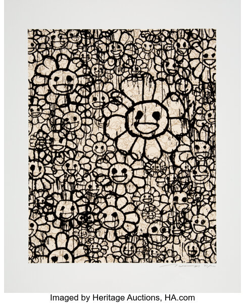 Takashi Murakami x MADSAKI Flowers Black A Silkscreen Print