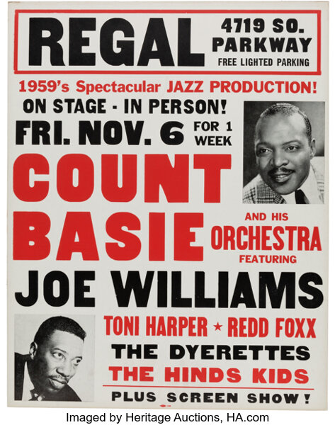 Count Basie / Joe Williams 1959 Jumbo Chicago Concert Poster