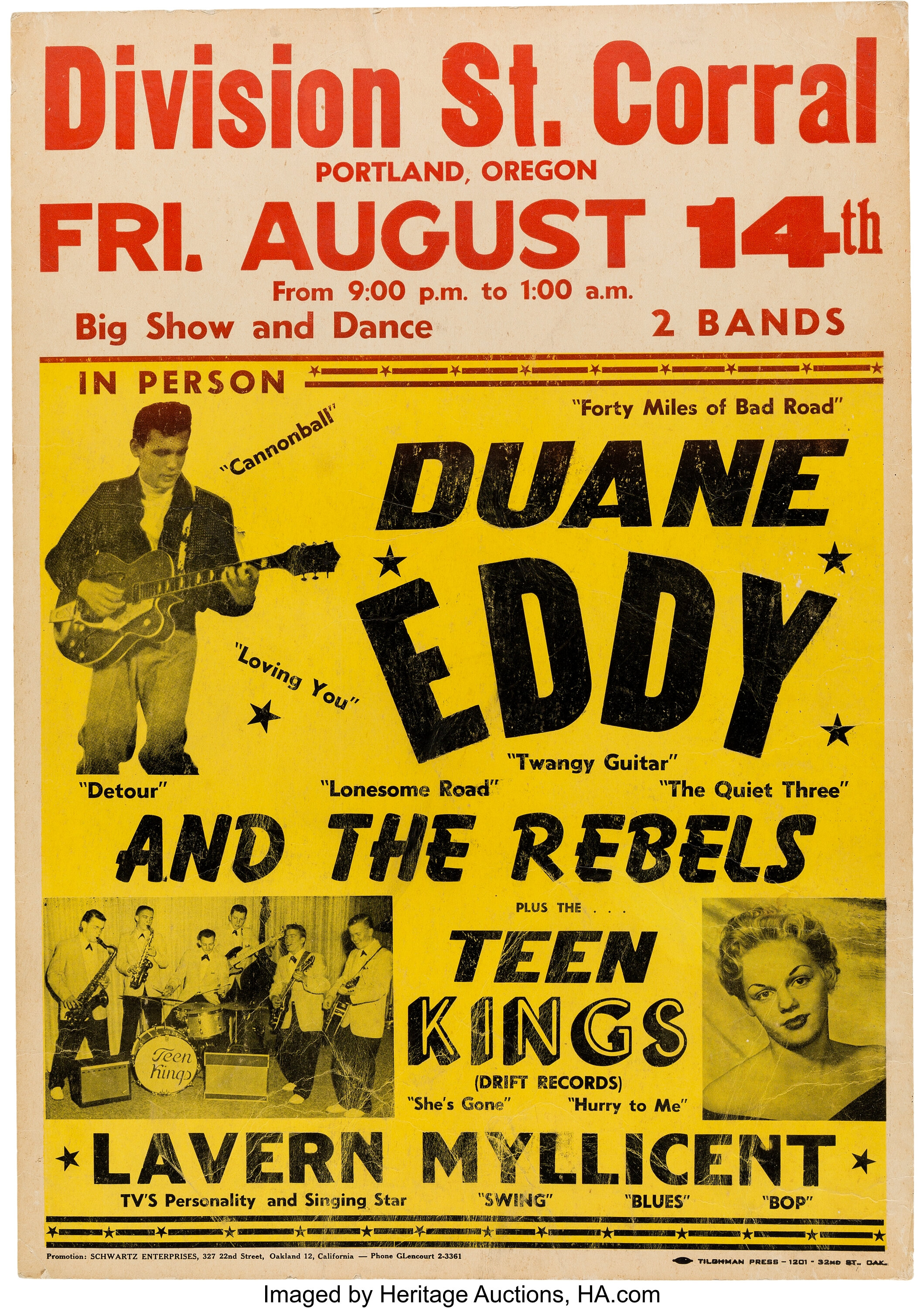 Duane Eddy 1959 Boxing-Style Concert Poster 