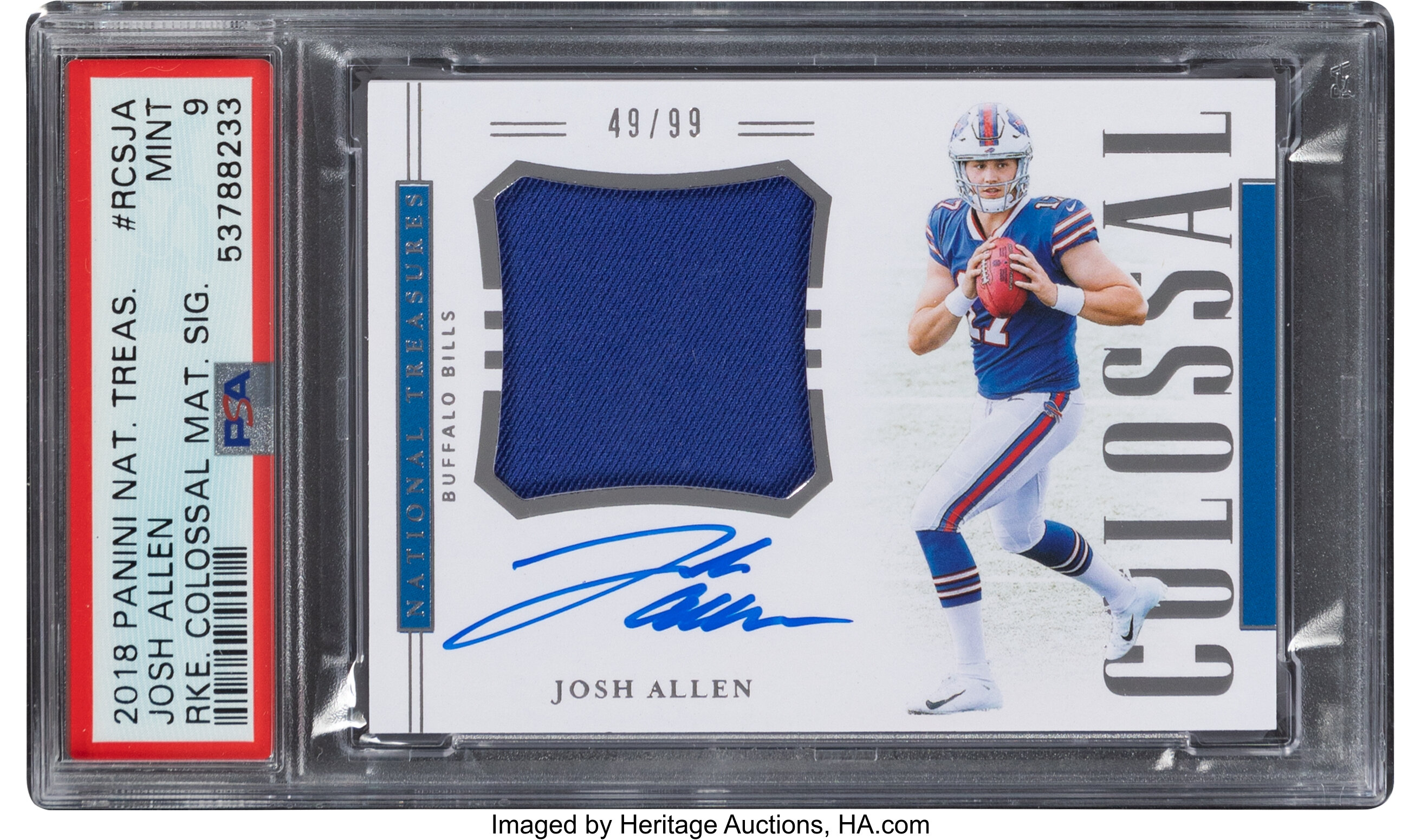 Lot Detail - 2018 Panini National Treasures Black #163 Josh Allen Signed  Jersey Patch Rookie Card (#01/05) – BGS MINT 9/BGS 10