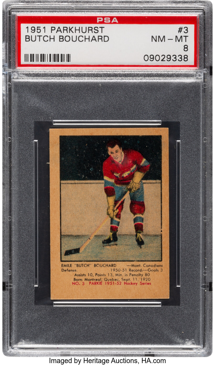 1951 Parkhurst Butch Bouchard #3 PSA NM-MT 8