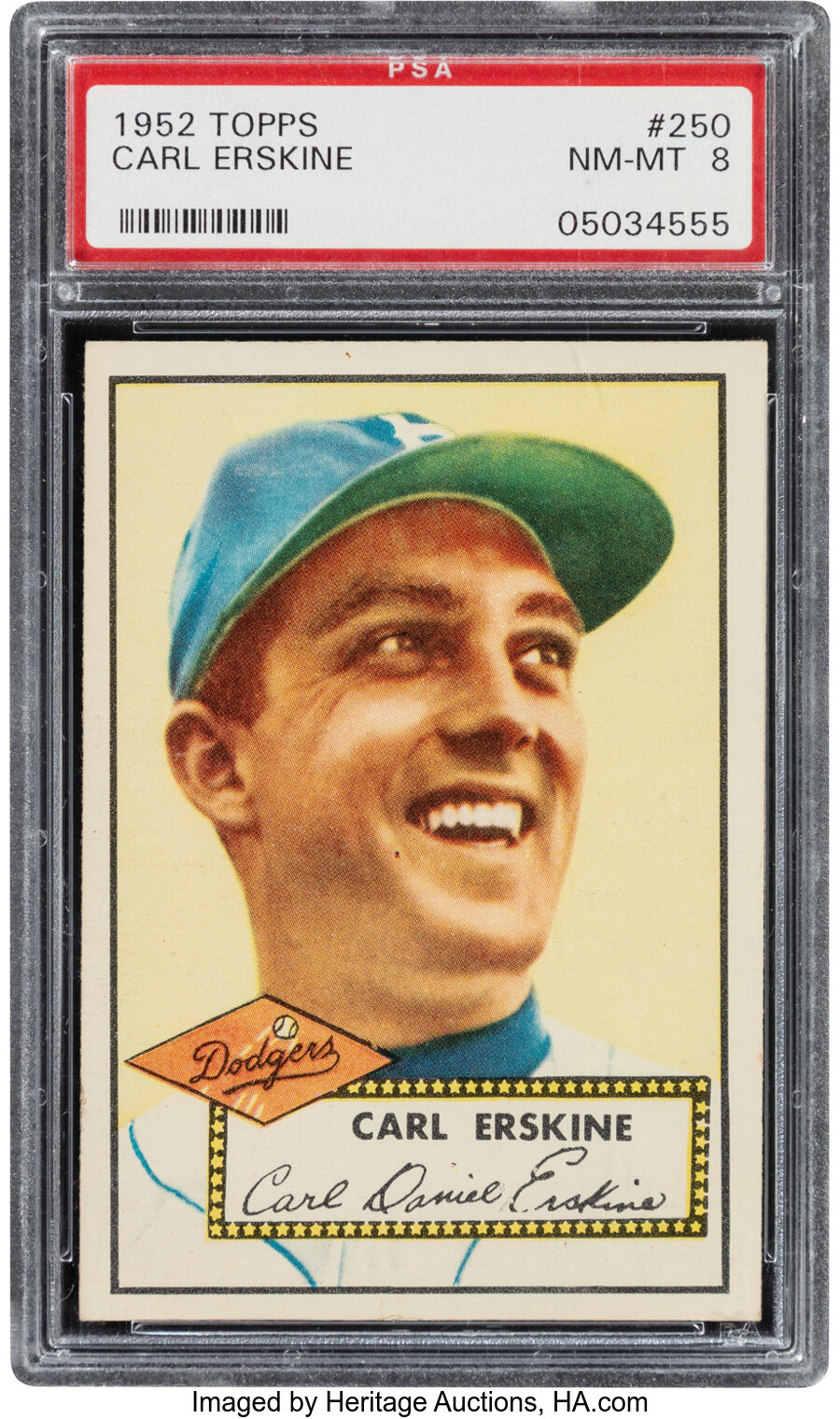 1952 Topps Carl Erskine #250 PSA NM-MT 8