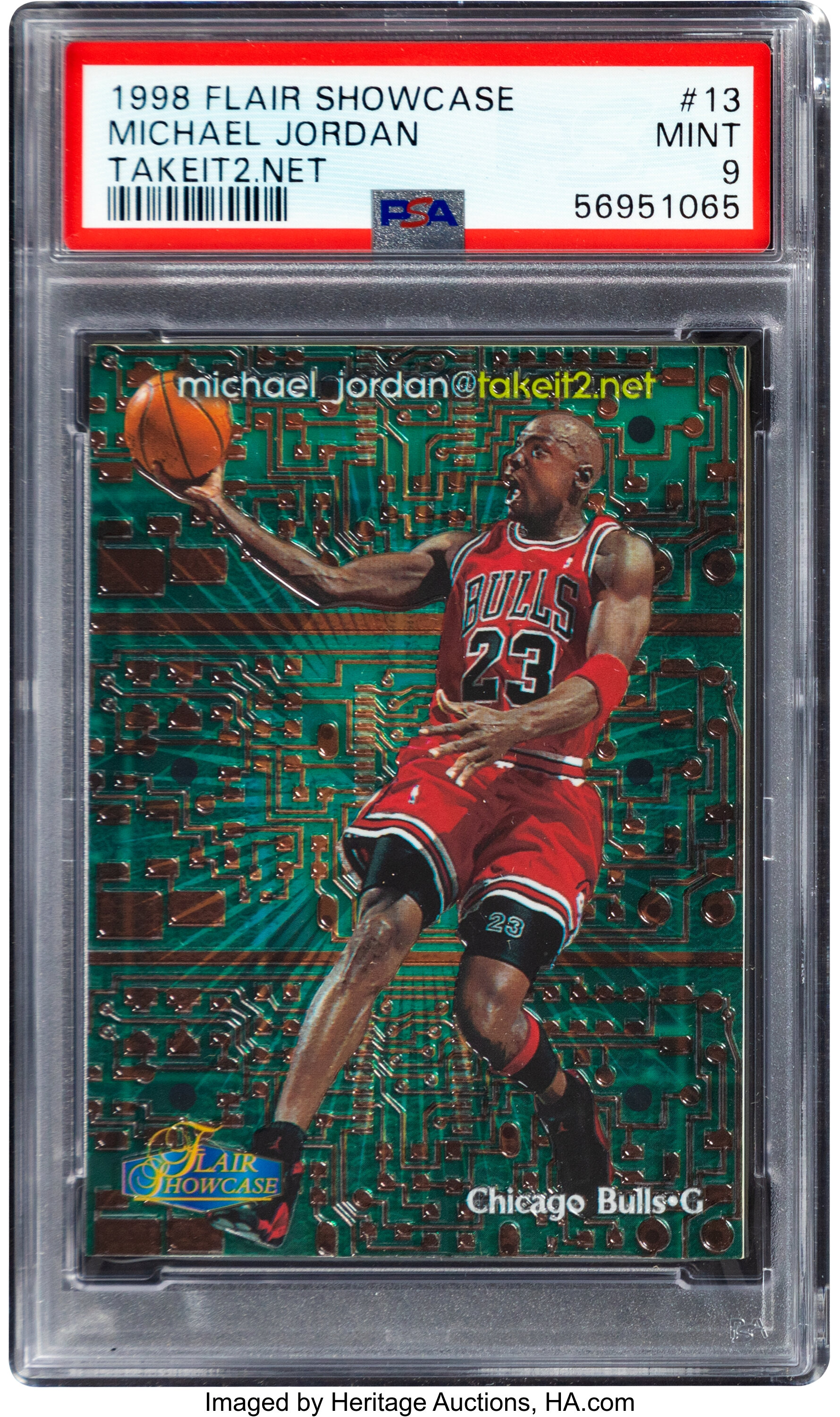 1998 Flair Showcase Michael Jordan TakeIt2.Net #13 PSA Mint 9