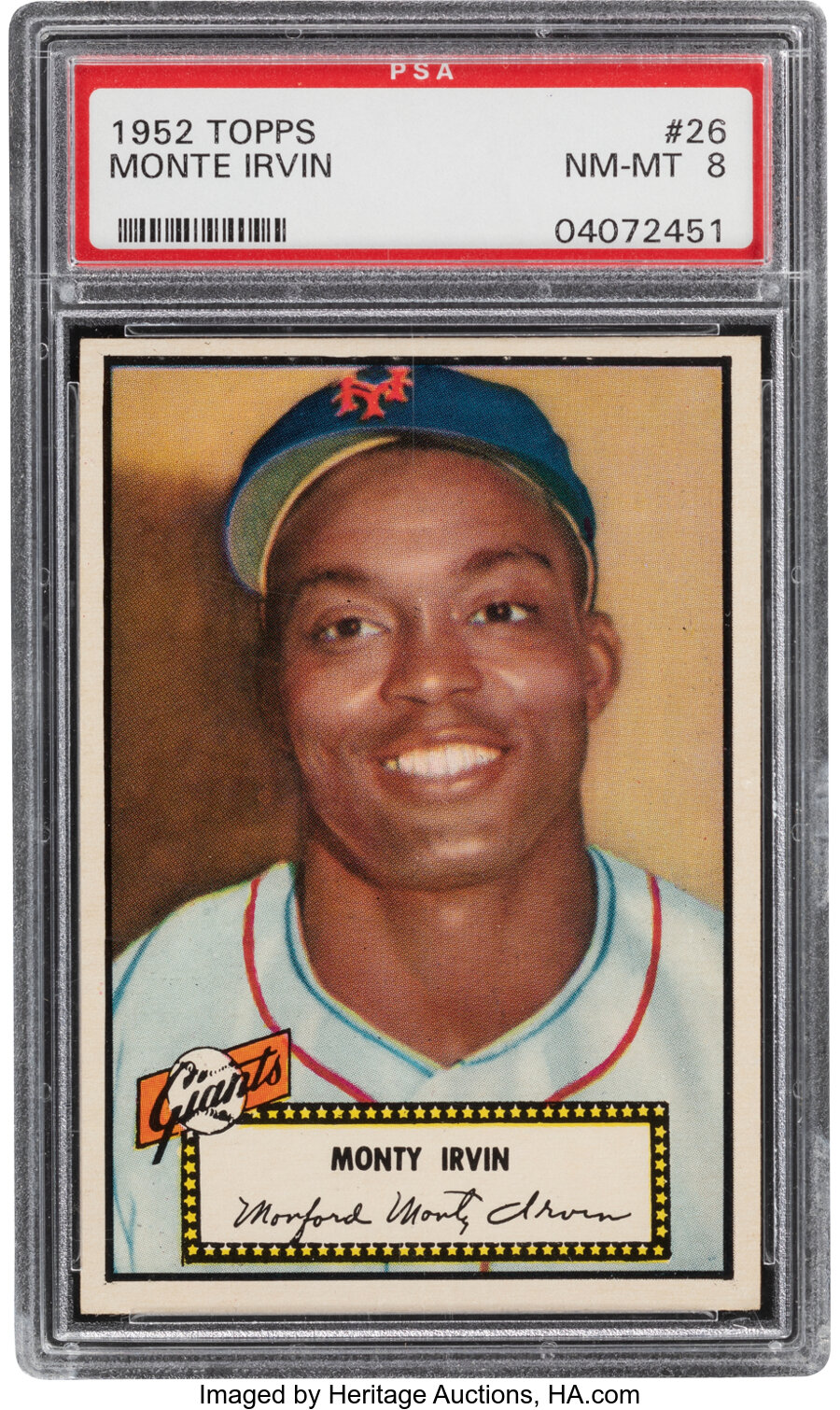 1952 Topps Monte Irvin (Black Back) #26 PSA NM-MT 8