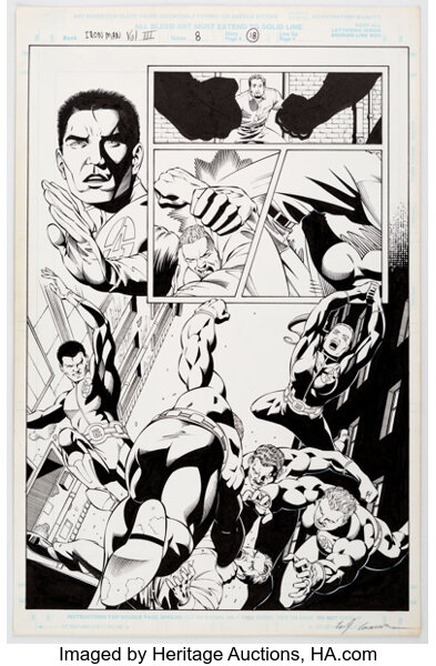 Original Comic Art:Story Page, Sean Chen and Eric Cannon Iron Man #8 Story Page 18 Original Art (Marvel, 1998)....