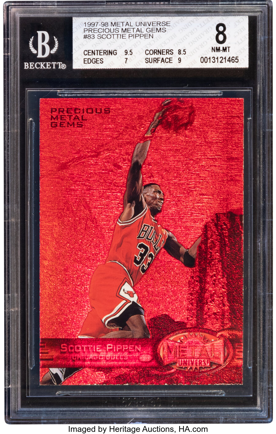 1997-98 Metal Universe "Precious Metal Gems" Scottie Pippen (Red) #83 BGS NM-MT 8 - #'d 88/100