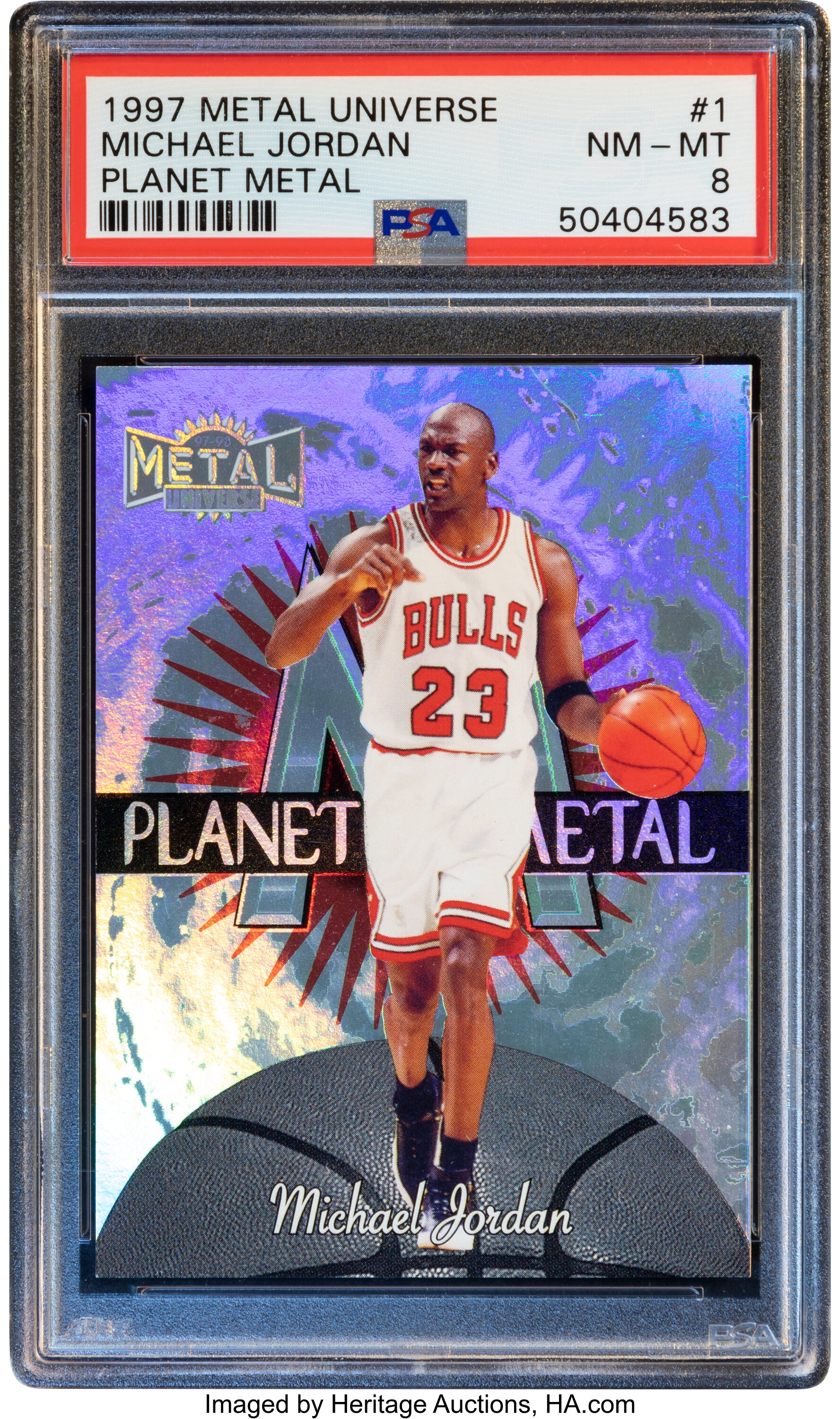 1997 Metal Universe Michael Jordan (Planet Metal) #1 PSA NM-MT