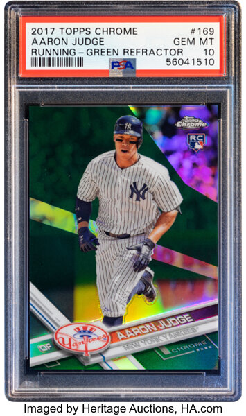 2017 Topps Chrome Aaron Judge (Running-Green Refractor) #169 PSA