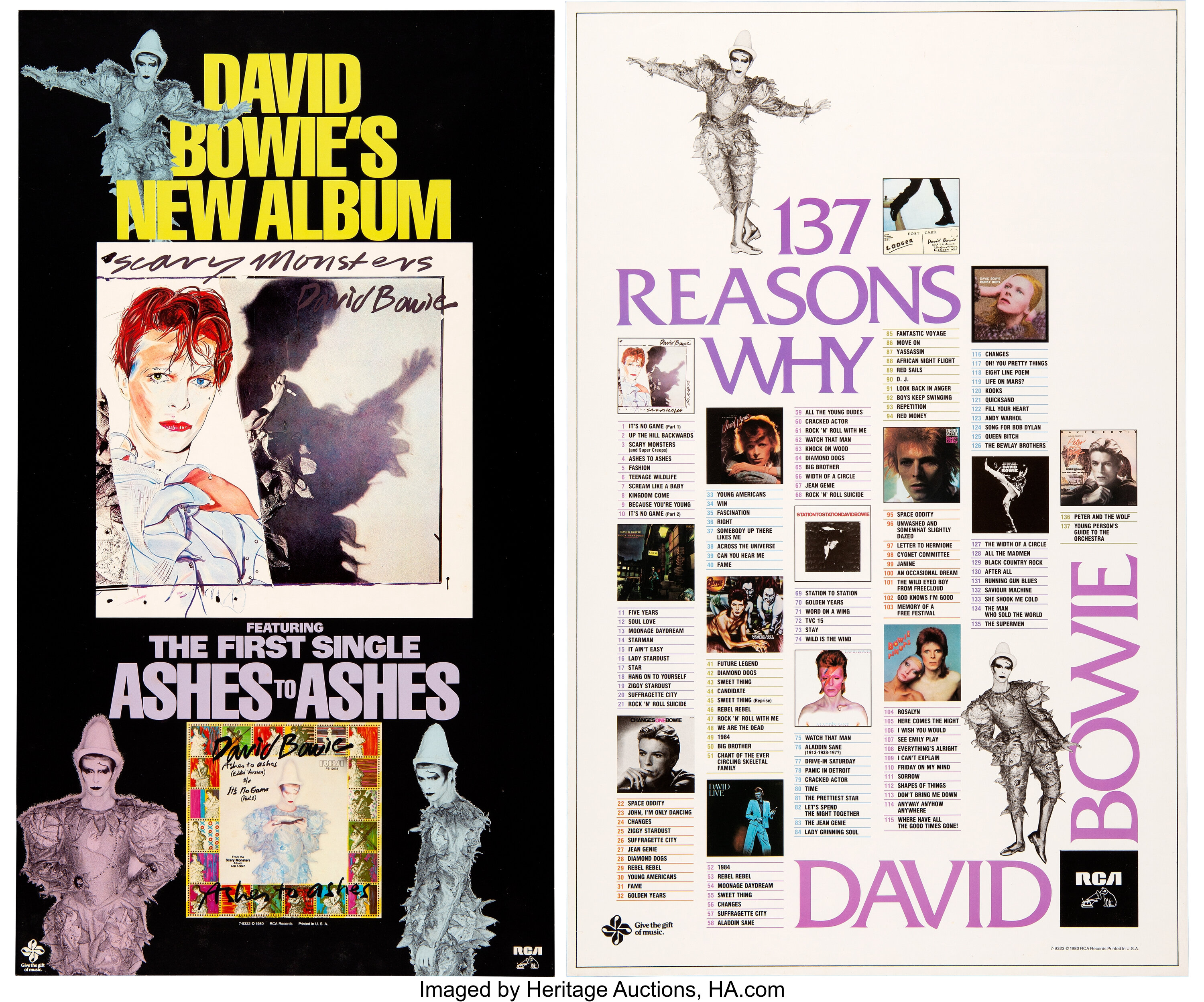 David Bowie 1980 Scary Monsters / "Ashes to Ashes" RCA Promo Poster | Lot  #90383 | Heritage Auctions