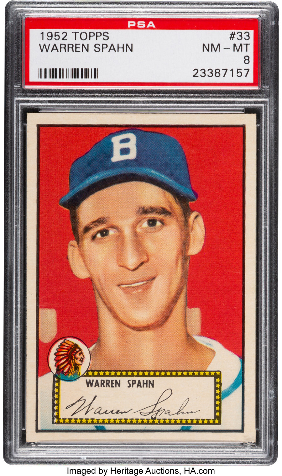 1952 Topps Warren Spahn #33 PSA NM-MT 8