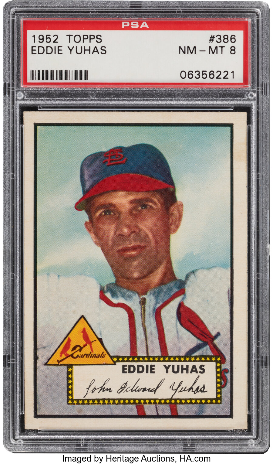 1952 Topps Eddie Yuhas #386 PSA NM-MT 8