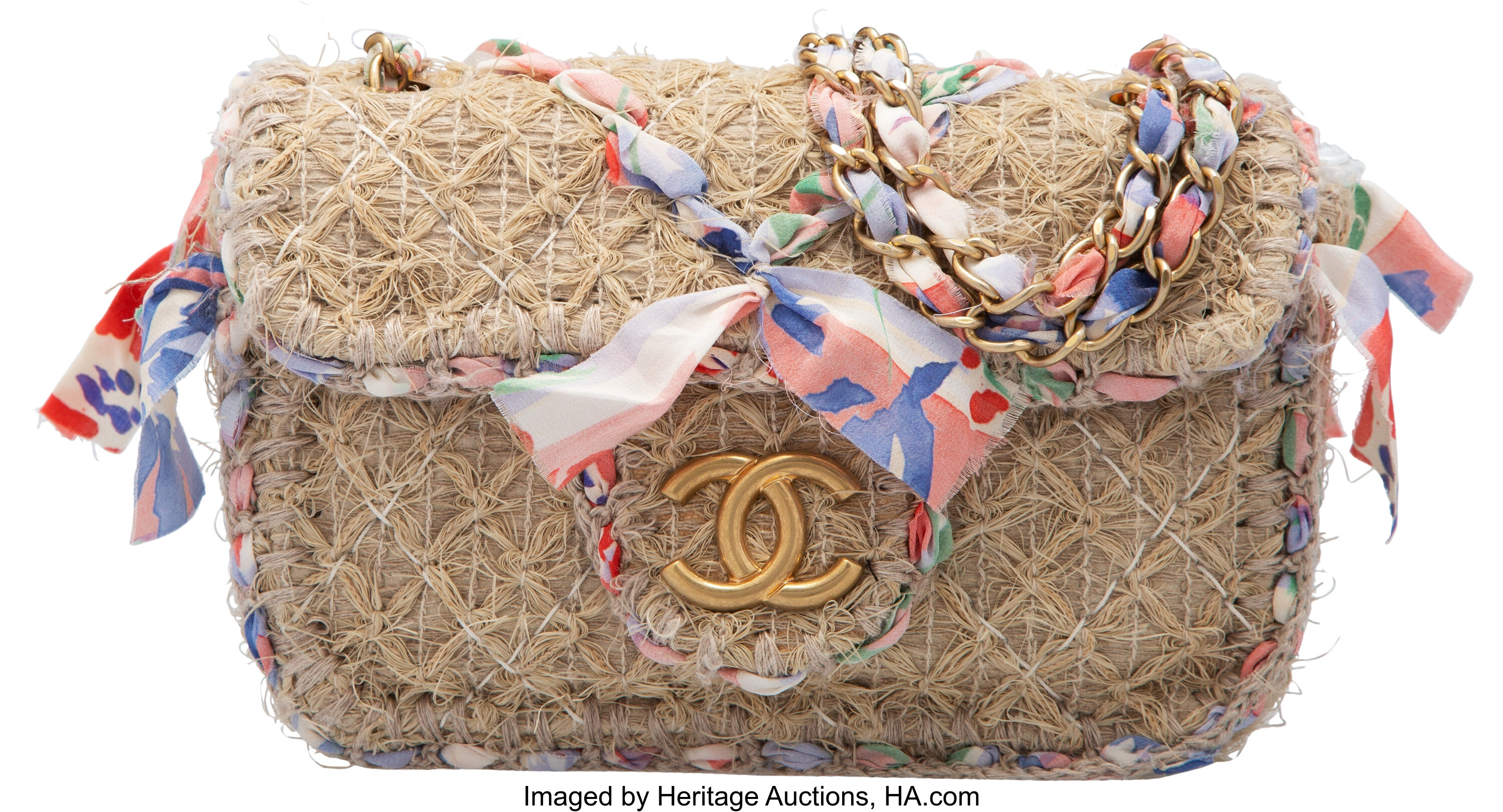 Chanel 2010 Tweed Silk Small Classic Flap Bag