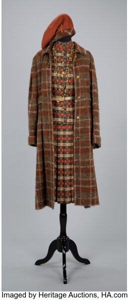 A Coco Chanel Bouclé Wool Coat, with a Coco Chanel Two-Piece Wool, Lot  #61159