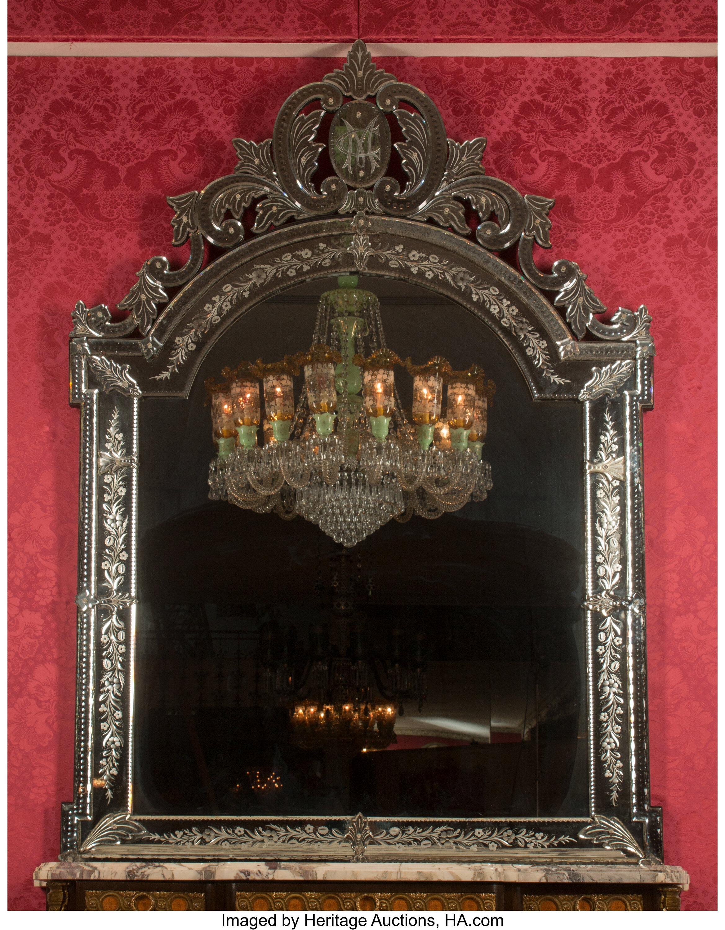 Large Venetian Murano Glass Mirror