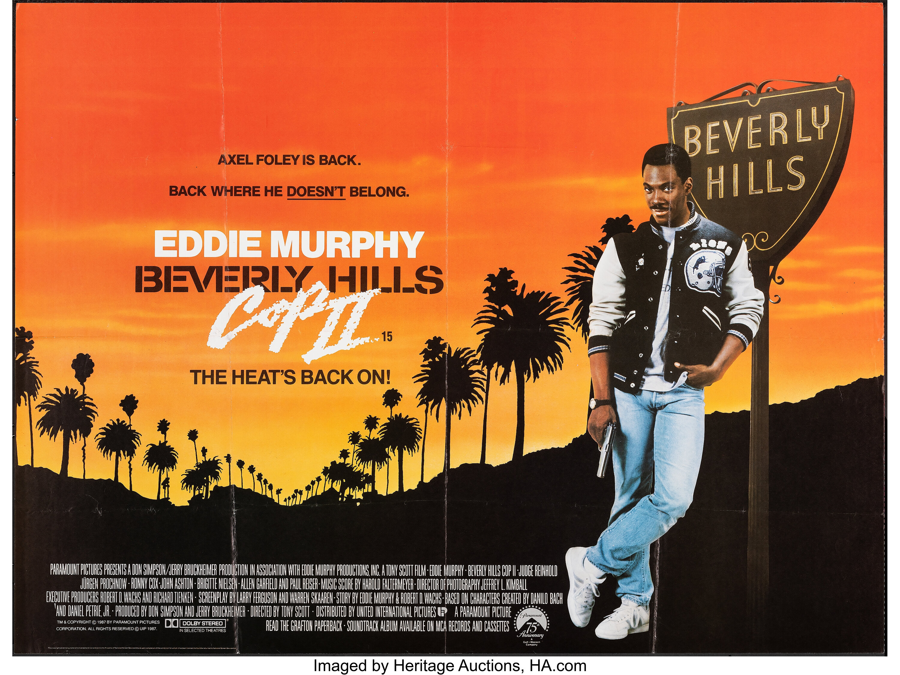 Beverly Hills Cop II (UIP, 1987). Folded, Very Fine. British Quad | Lot ...