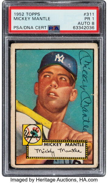 Mickey Mantle Signed 1952 Topps RC 1983 Topps Baseball Card PSA DNA Au —  Showpieces Sports