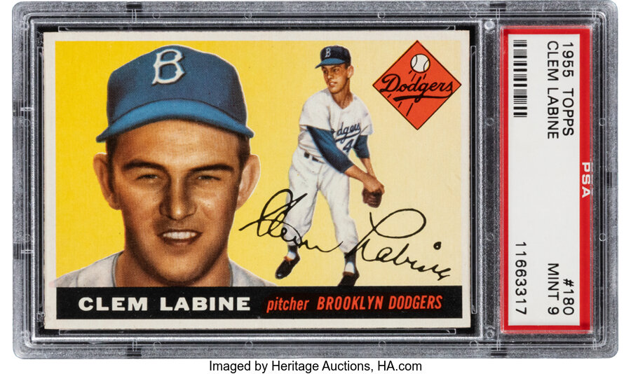 1955 Topps Clem Labine #180 PSA Mint 9